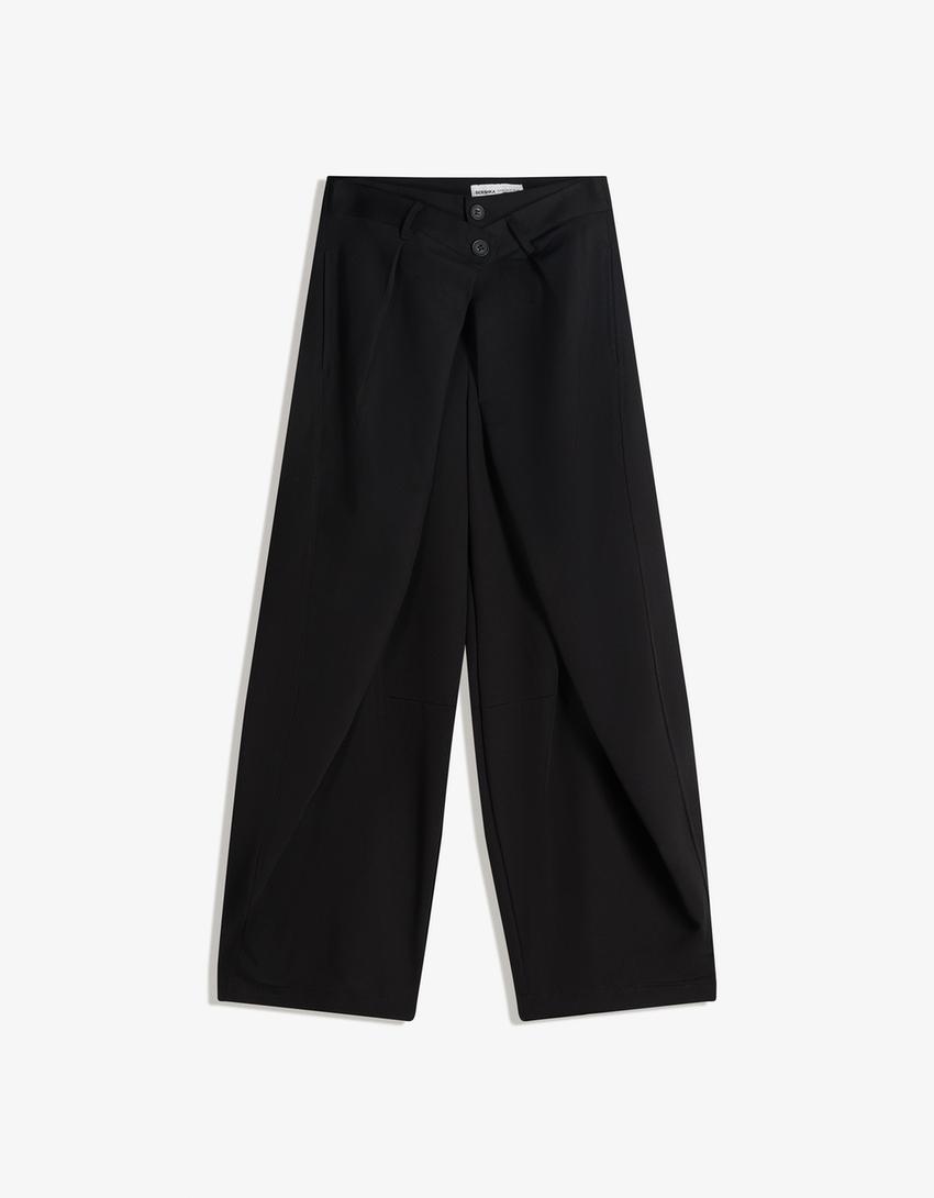 BARREL-SHAPED PLEATED PANTS