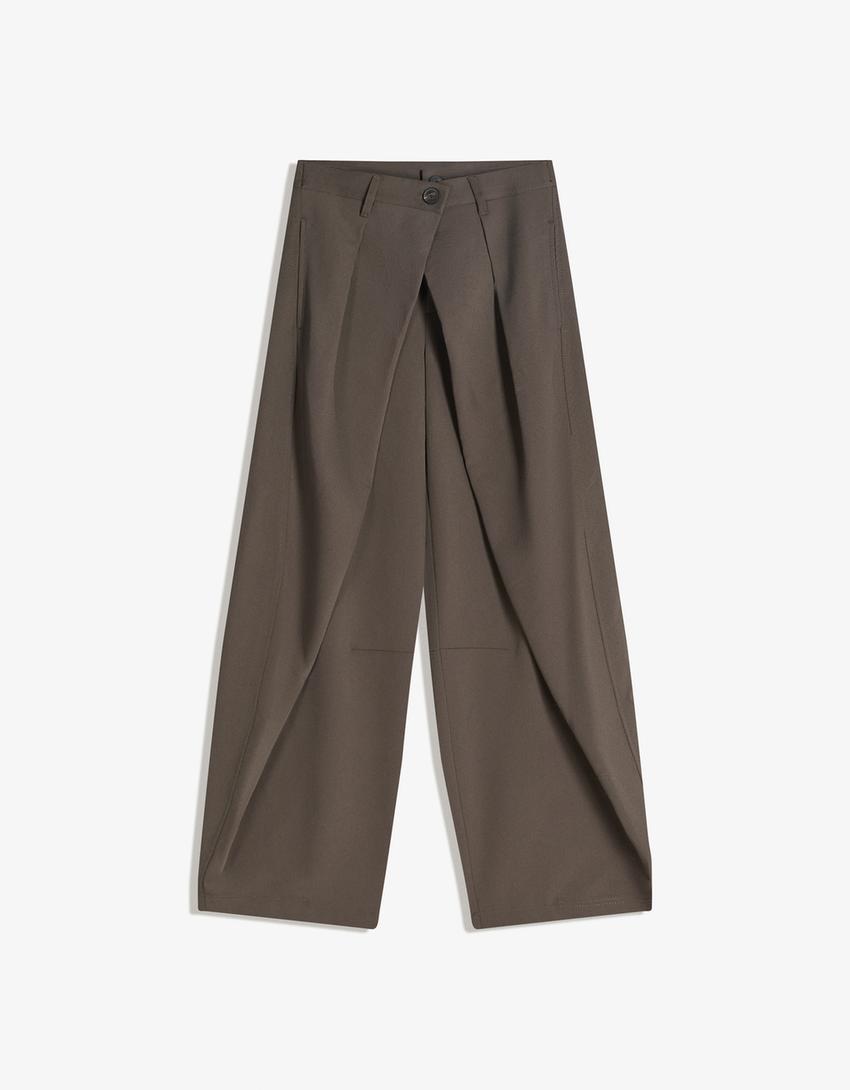 BARREL-SHAPED PLEATED PANTS