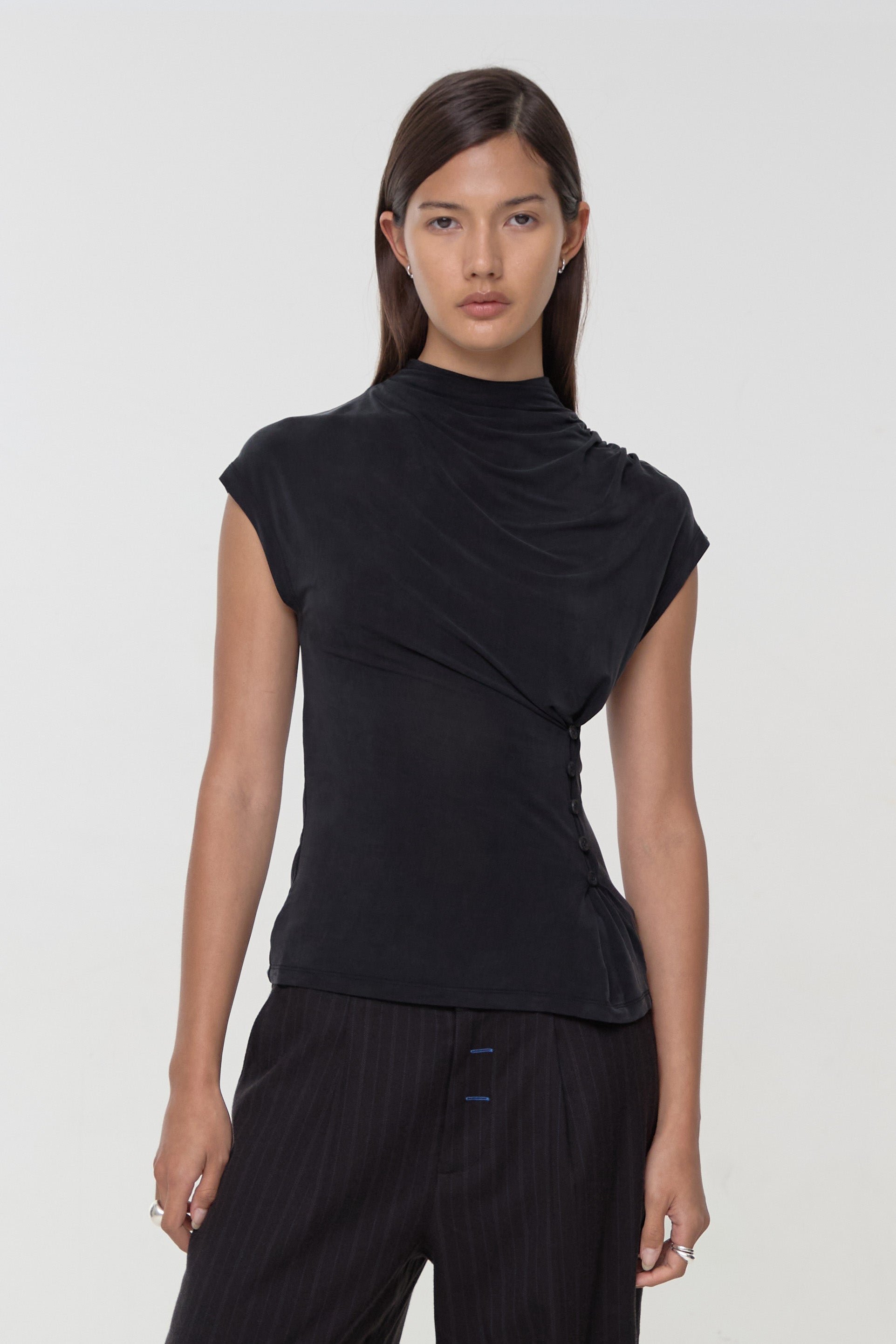 Kylie Button Top | Black