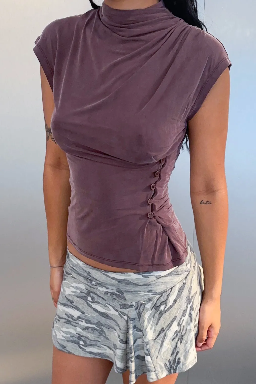 Kylie Button Top | Purple