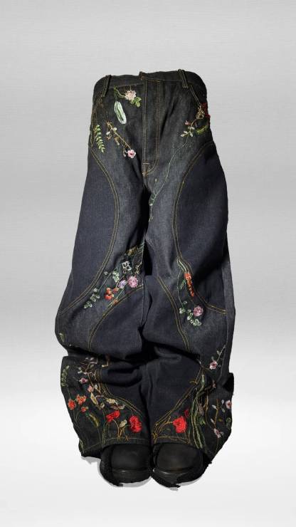 "FLORAL" BAGGY DENIM