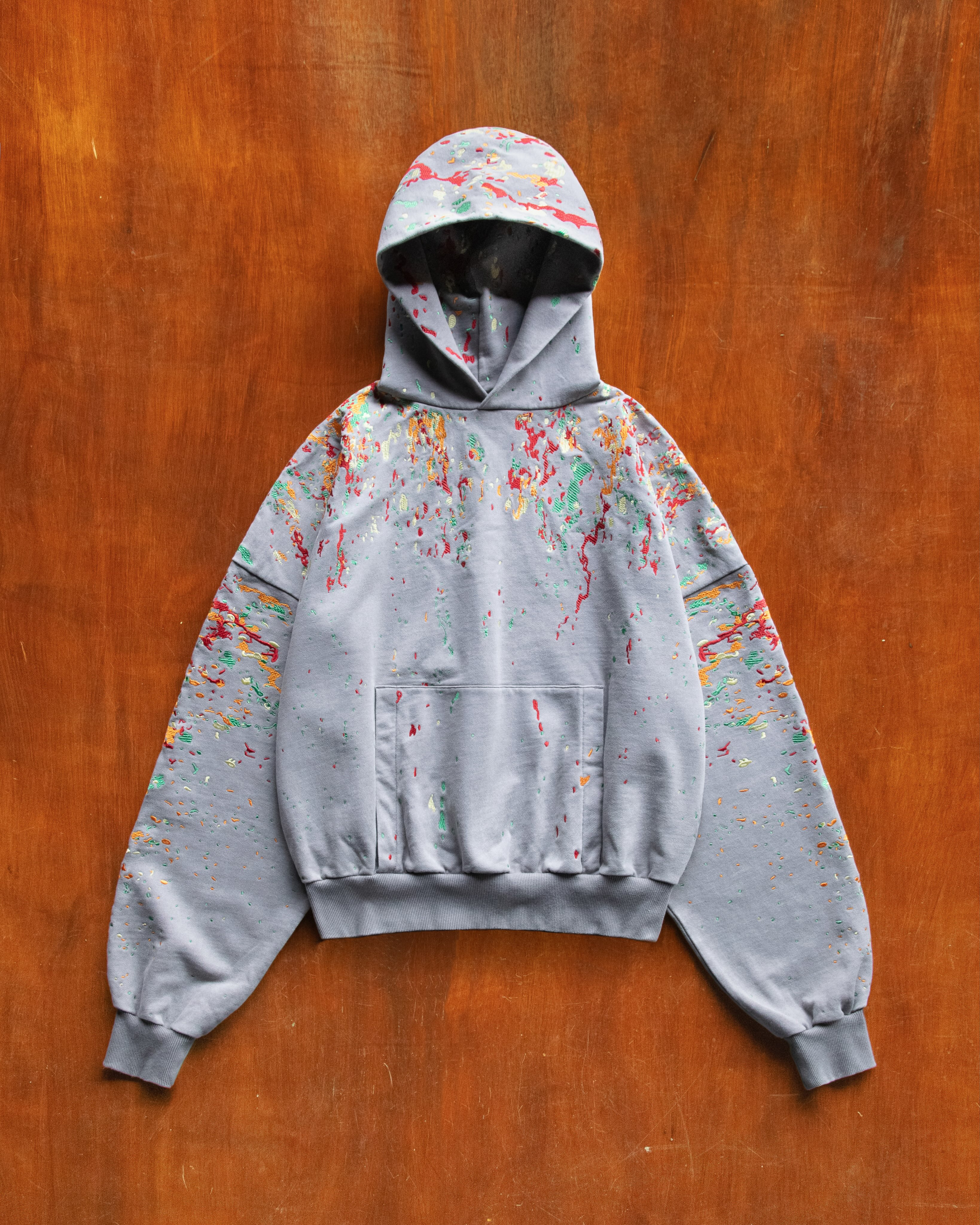 Splatter Stitch Washed Hoodie