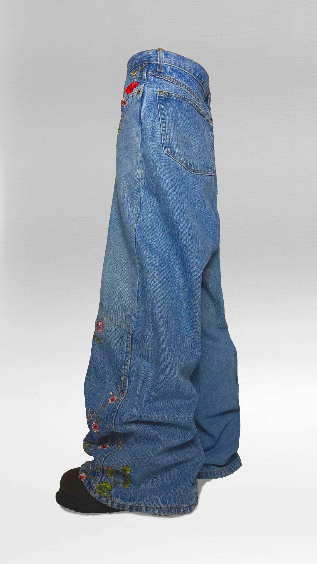 "FLORAL" BAGGY DENIM
