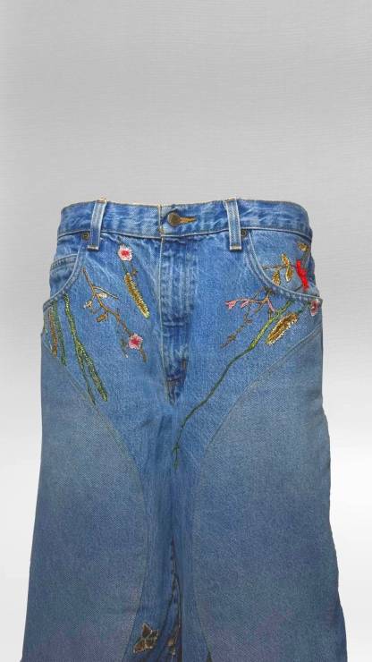 "FLORAL" BAGGY DENIM