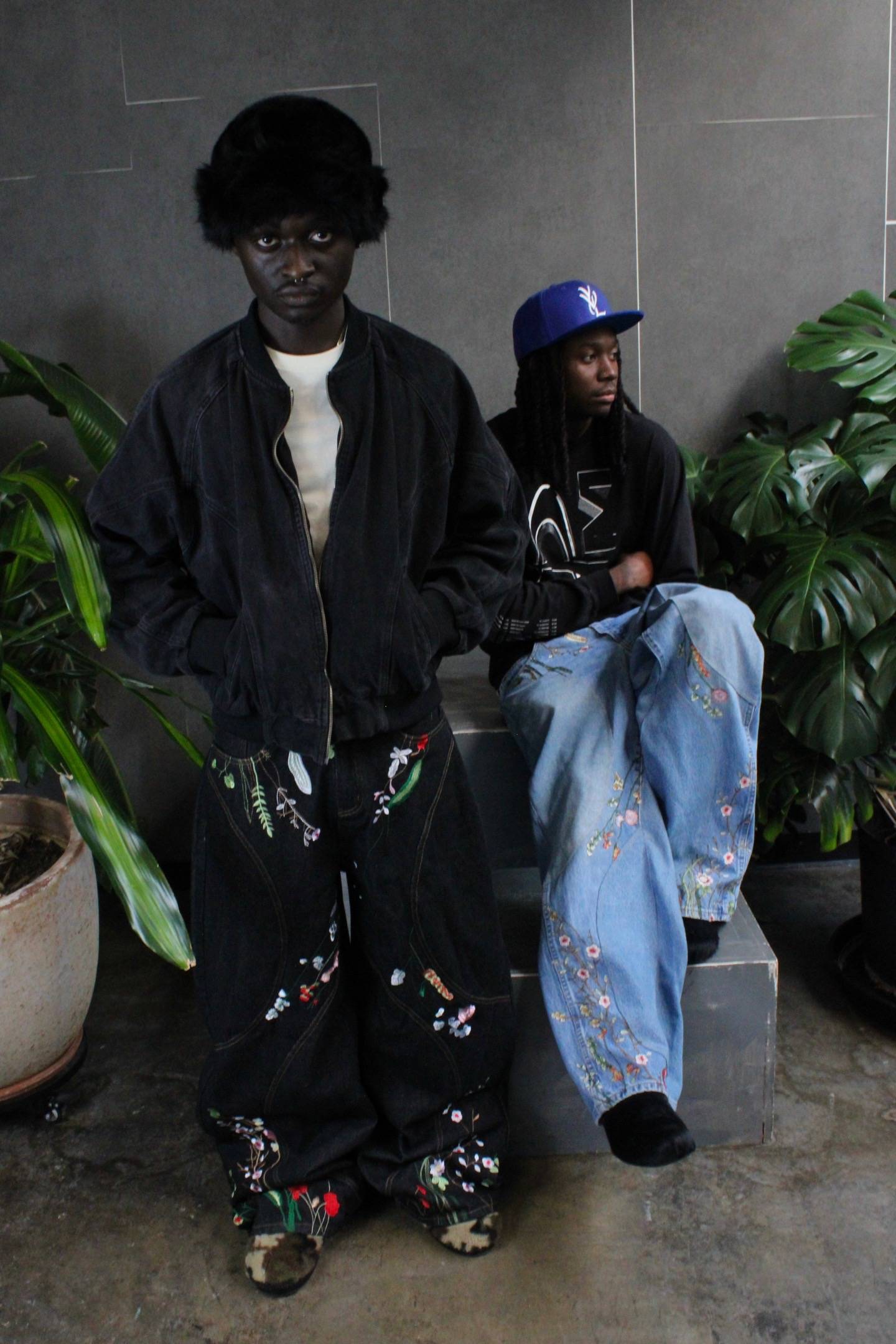 "FLORAL" BAGGY DENIM