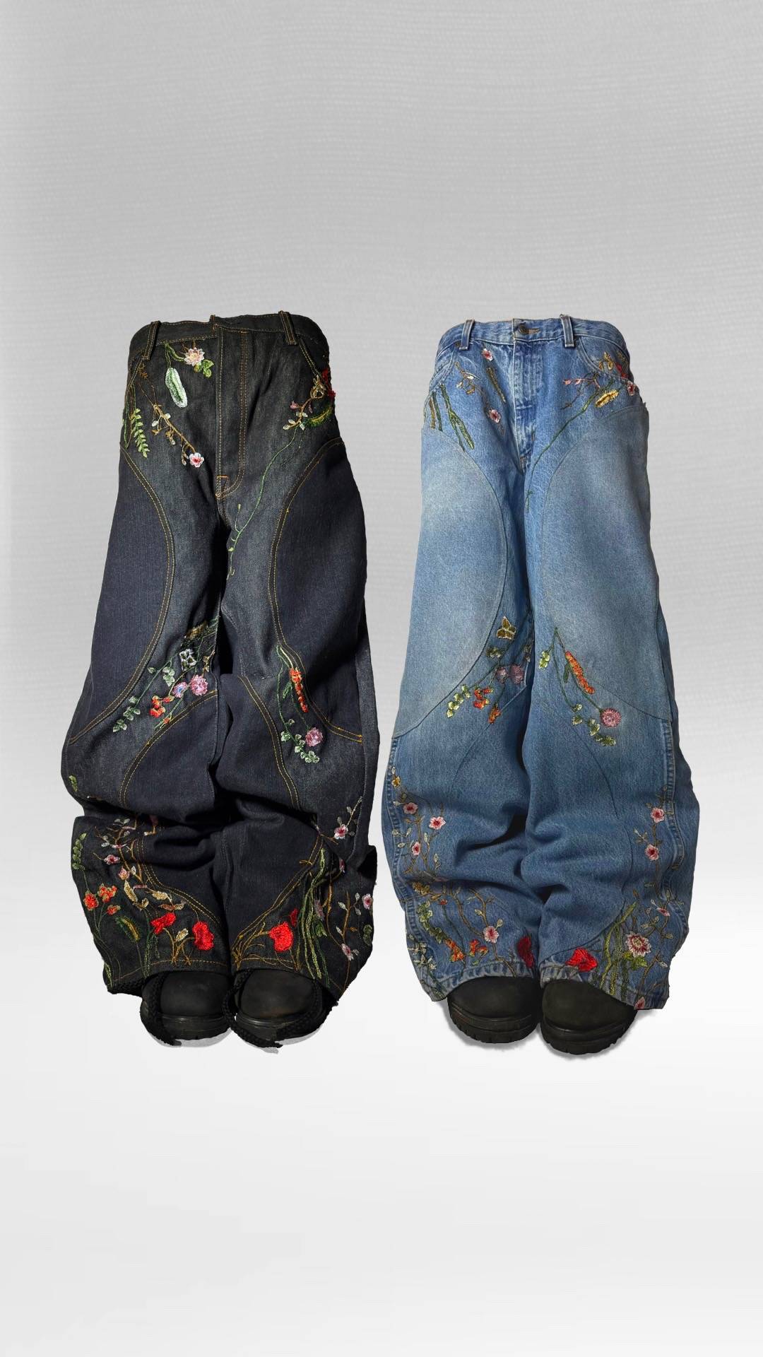 "FLORAL" BAGGY DENIM