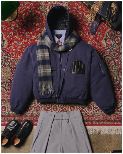 15OZ INDIGO CANVAS CLASP BOMBER JACKET