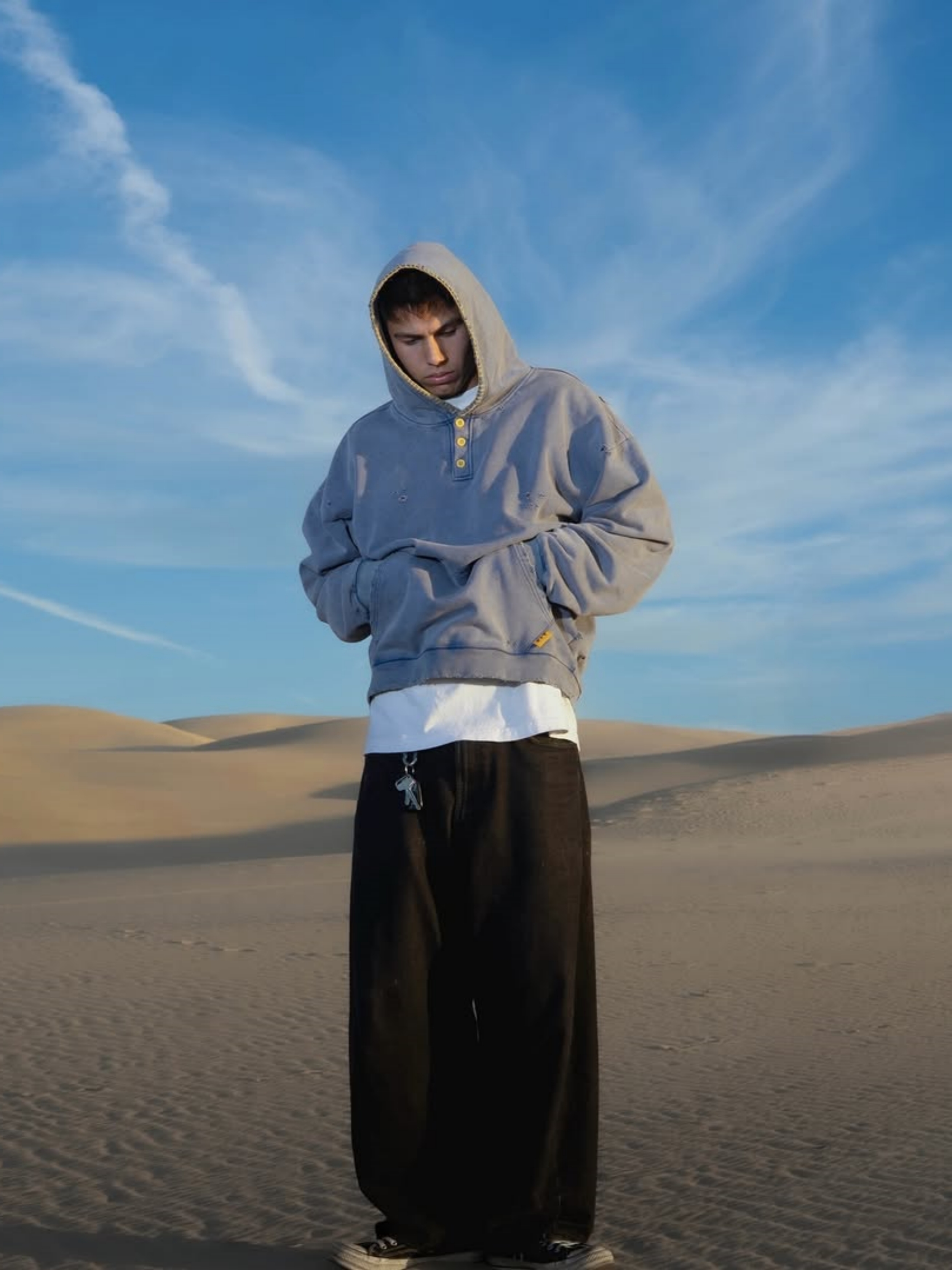 FRENCH TERRY HENLEY HOODIE