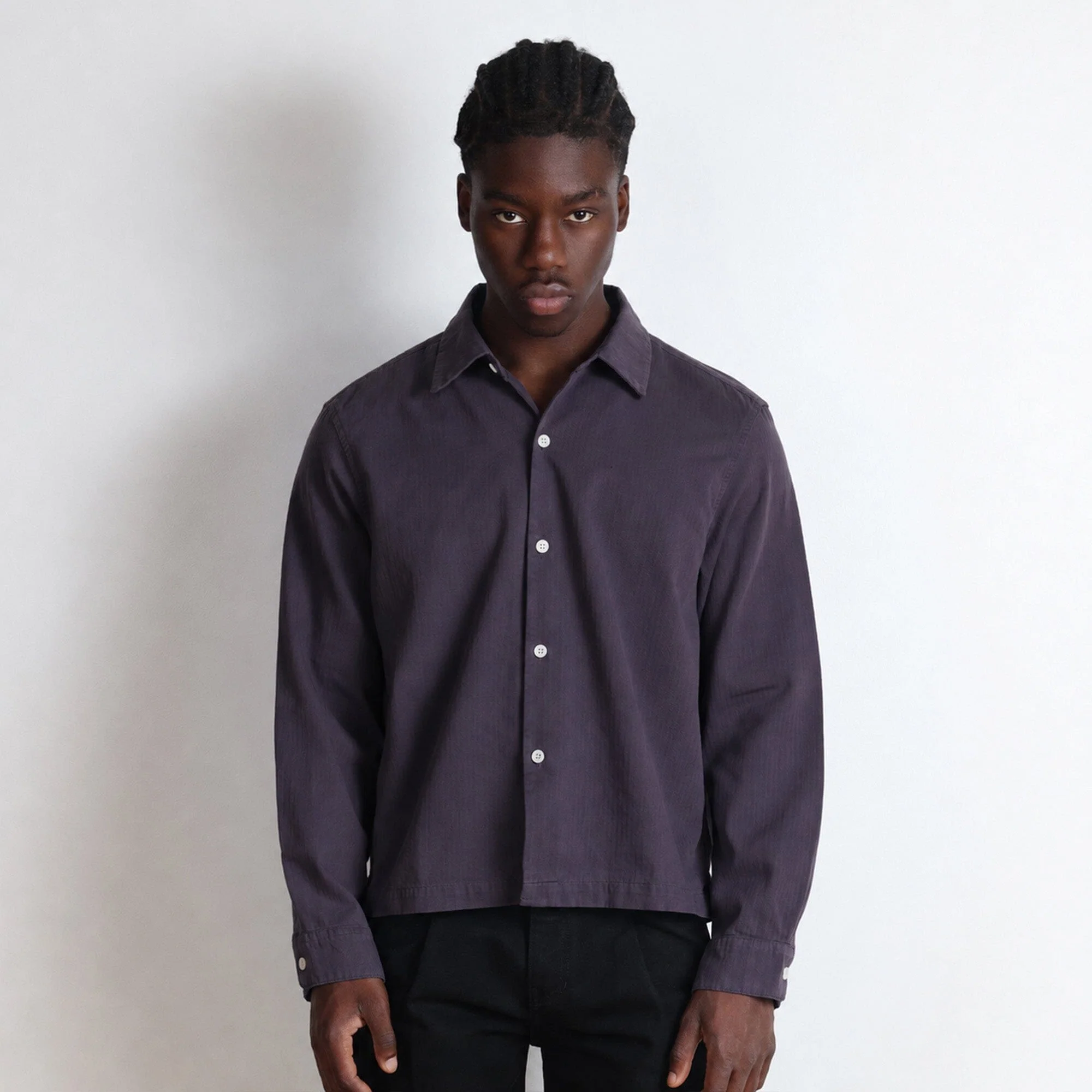 Newport Crop Button-Up  | Japanese Herringbone Twill