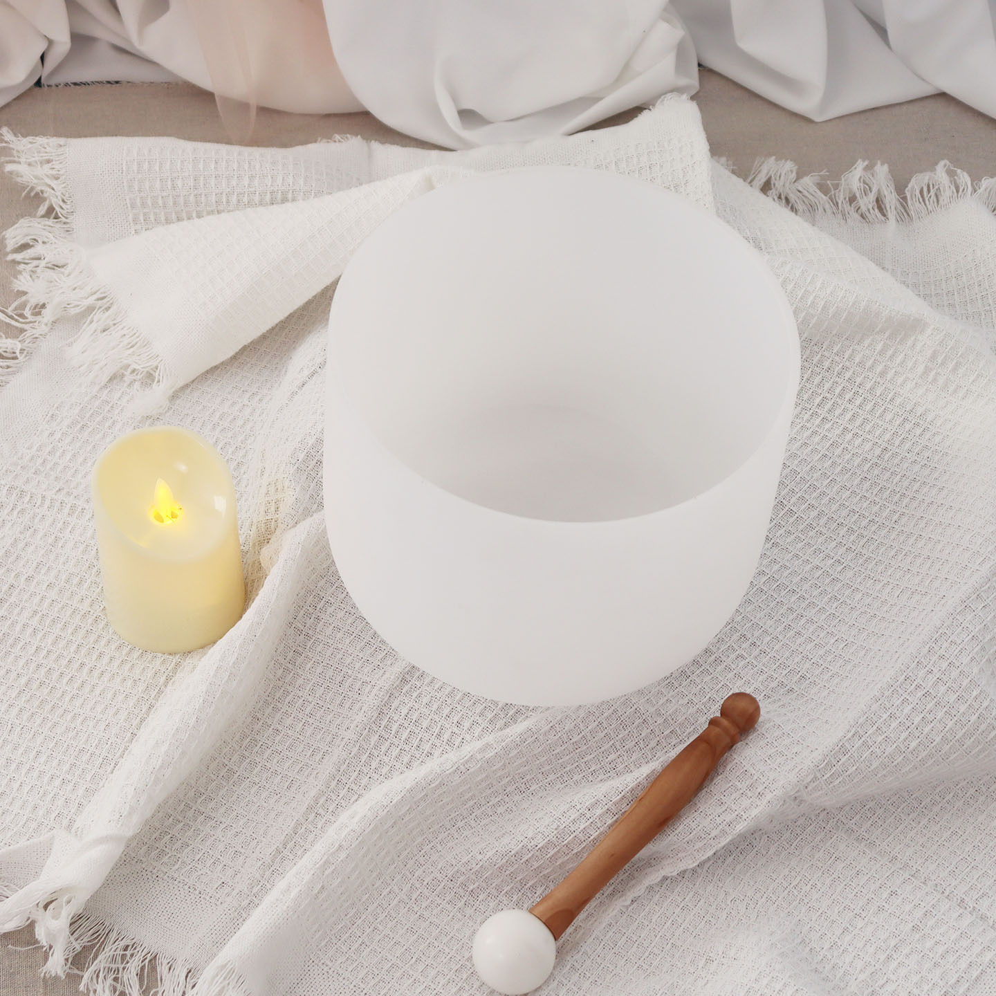 White Frosted crystal singing bowl