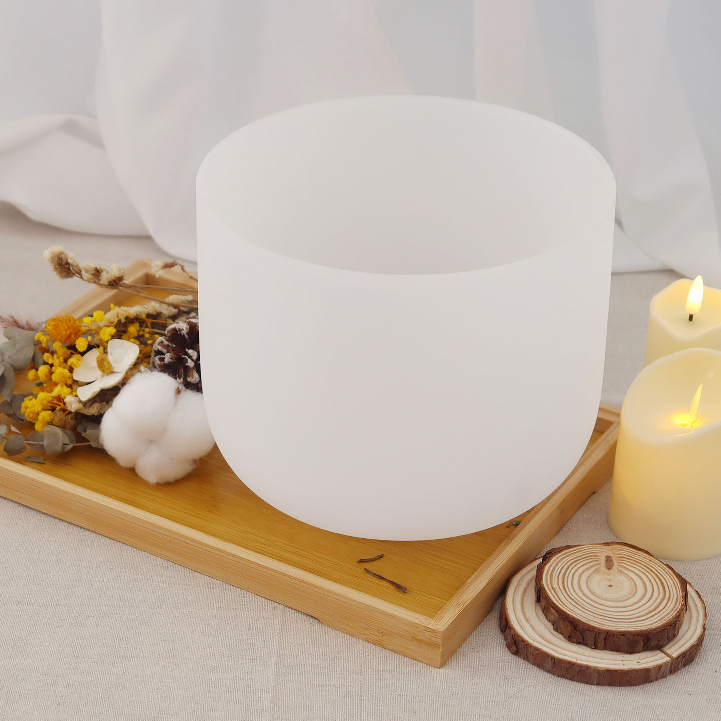 White Frosted crystal singing bowl