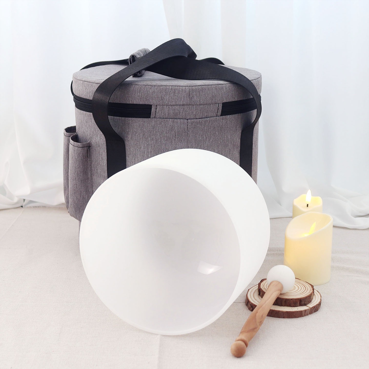 White Frosted crystal singing bowl