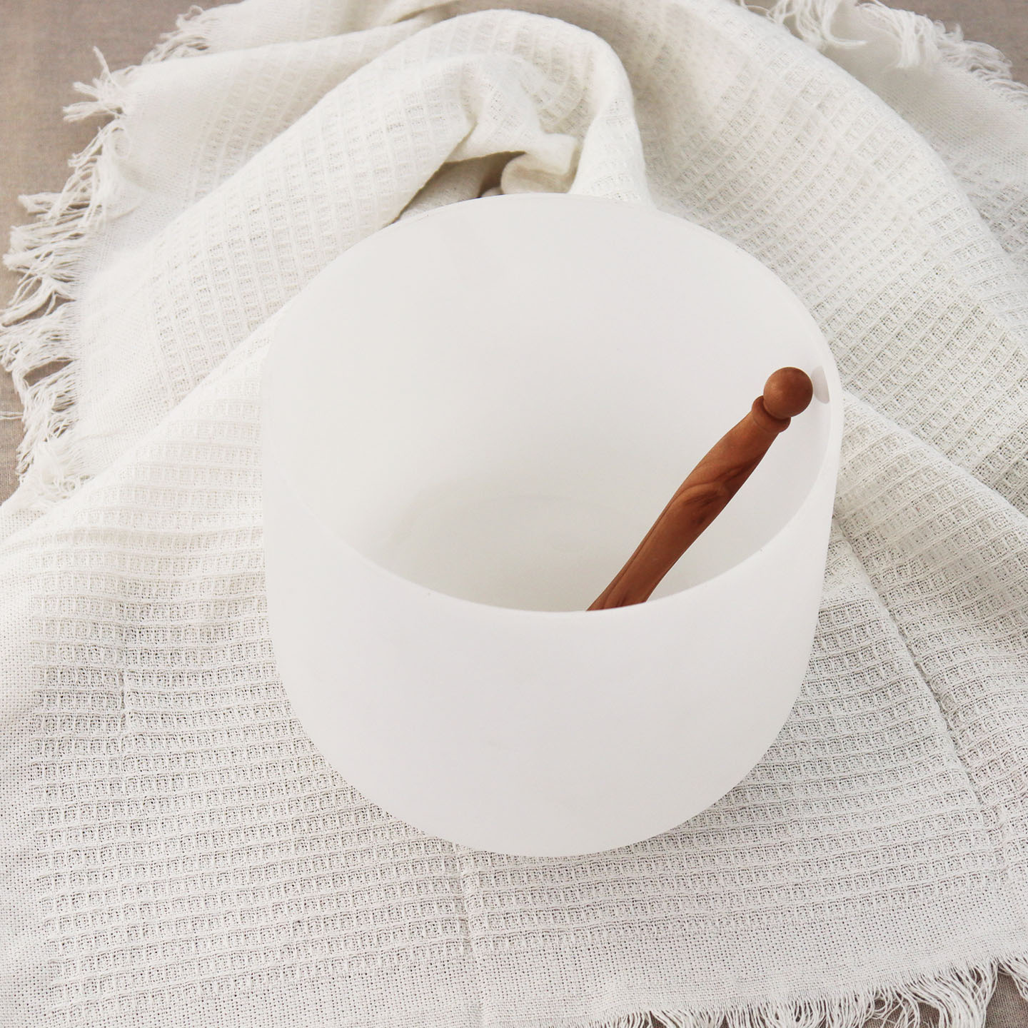 White Frosted crystal singing bowl