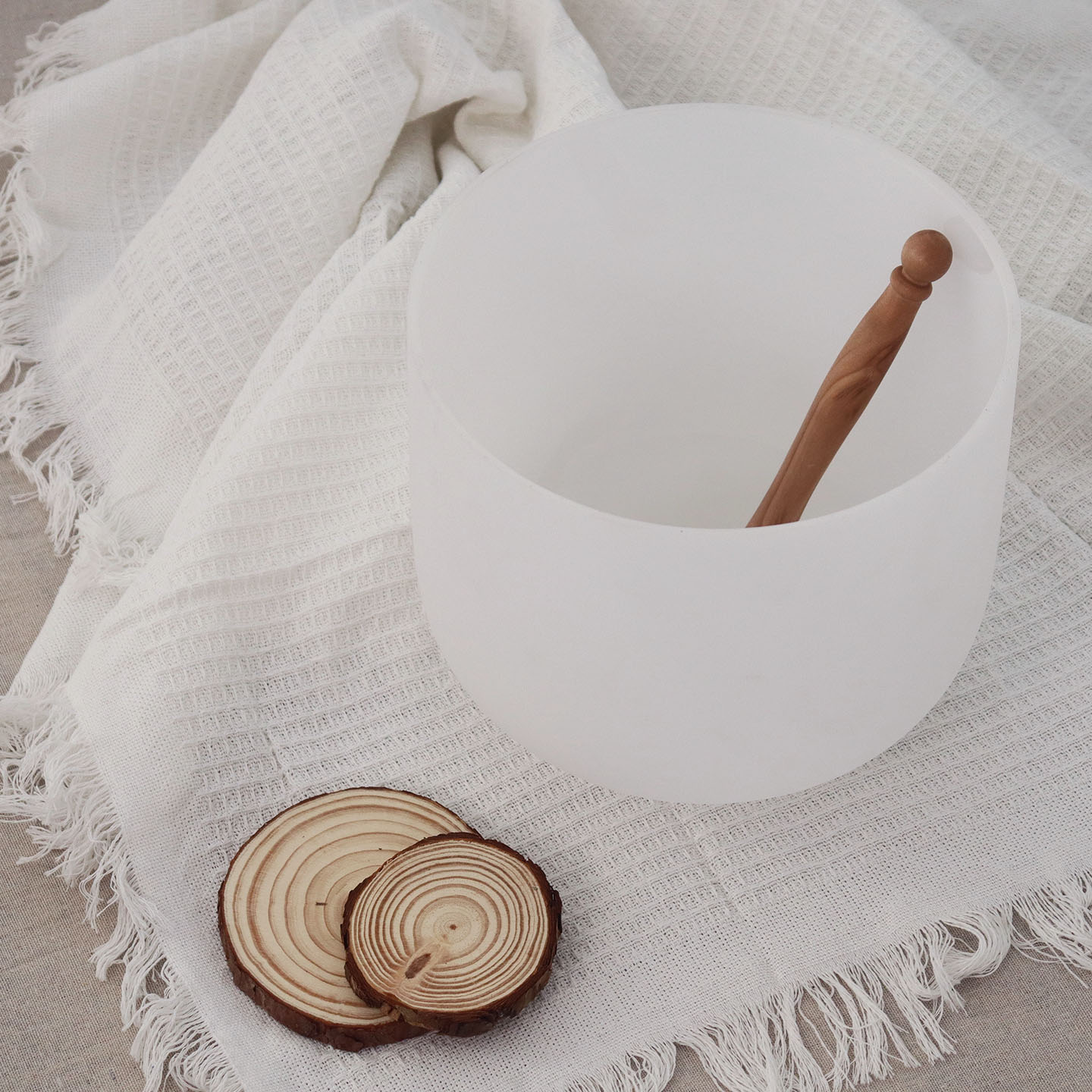 White Frosted crystal singing bowl