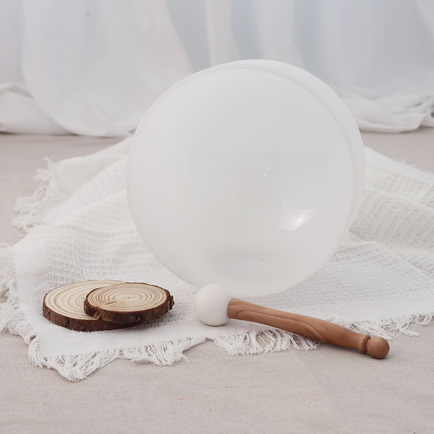 White Frosted crystal singing bowl