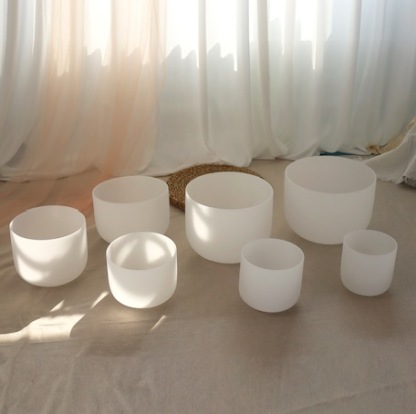  7-Chakra White Frosted crystal singing bowl