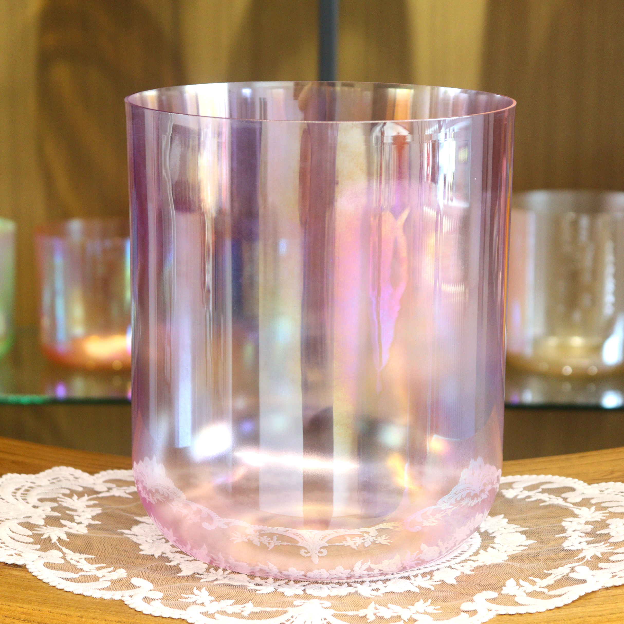 Iridescent Cherry Blossom Pink Crystal Singing Bowl
