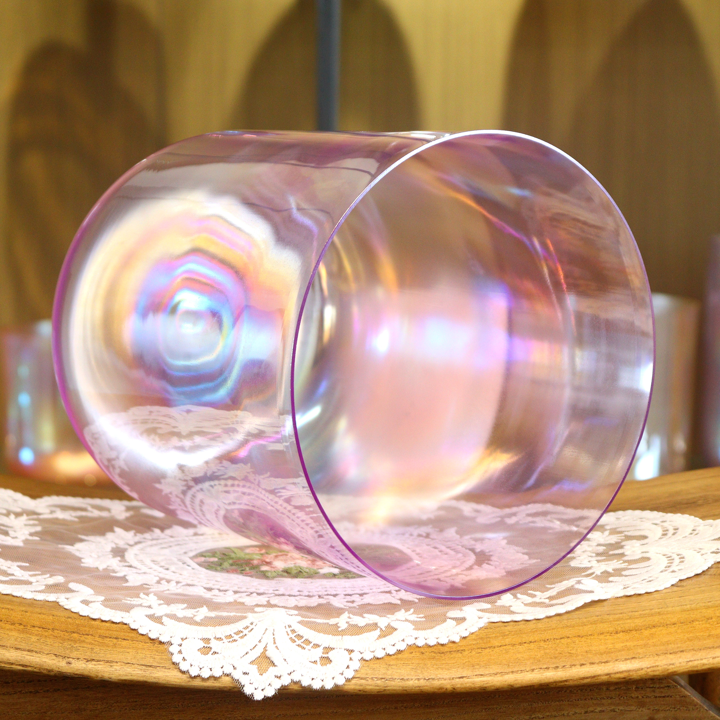 Iridescent Cherry Blossom Pink Crystal Singing Bowl