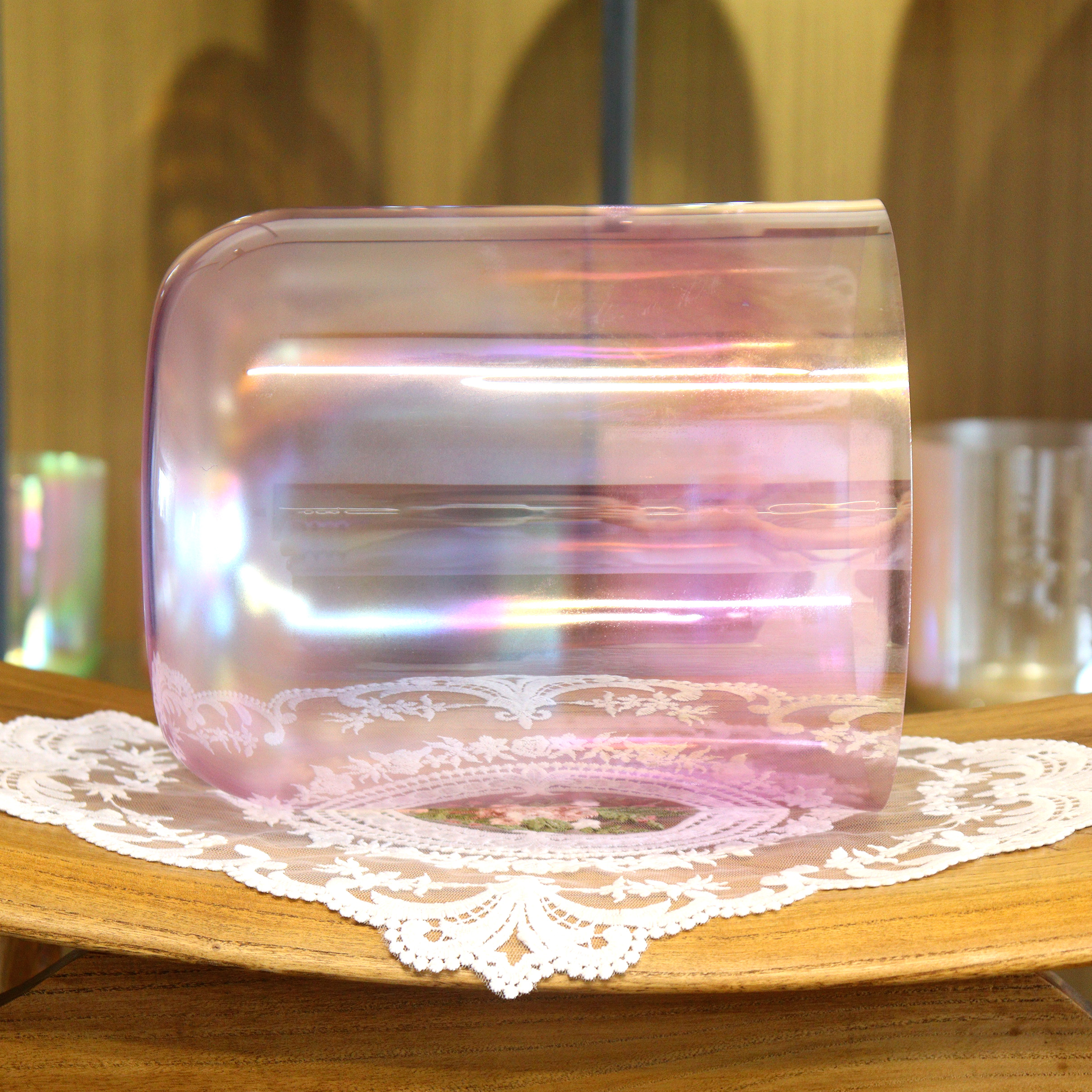 Iridescent Cherry Blossom Pink Crystal Singing Bowl
