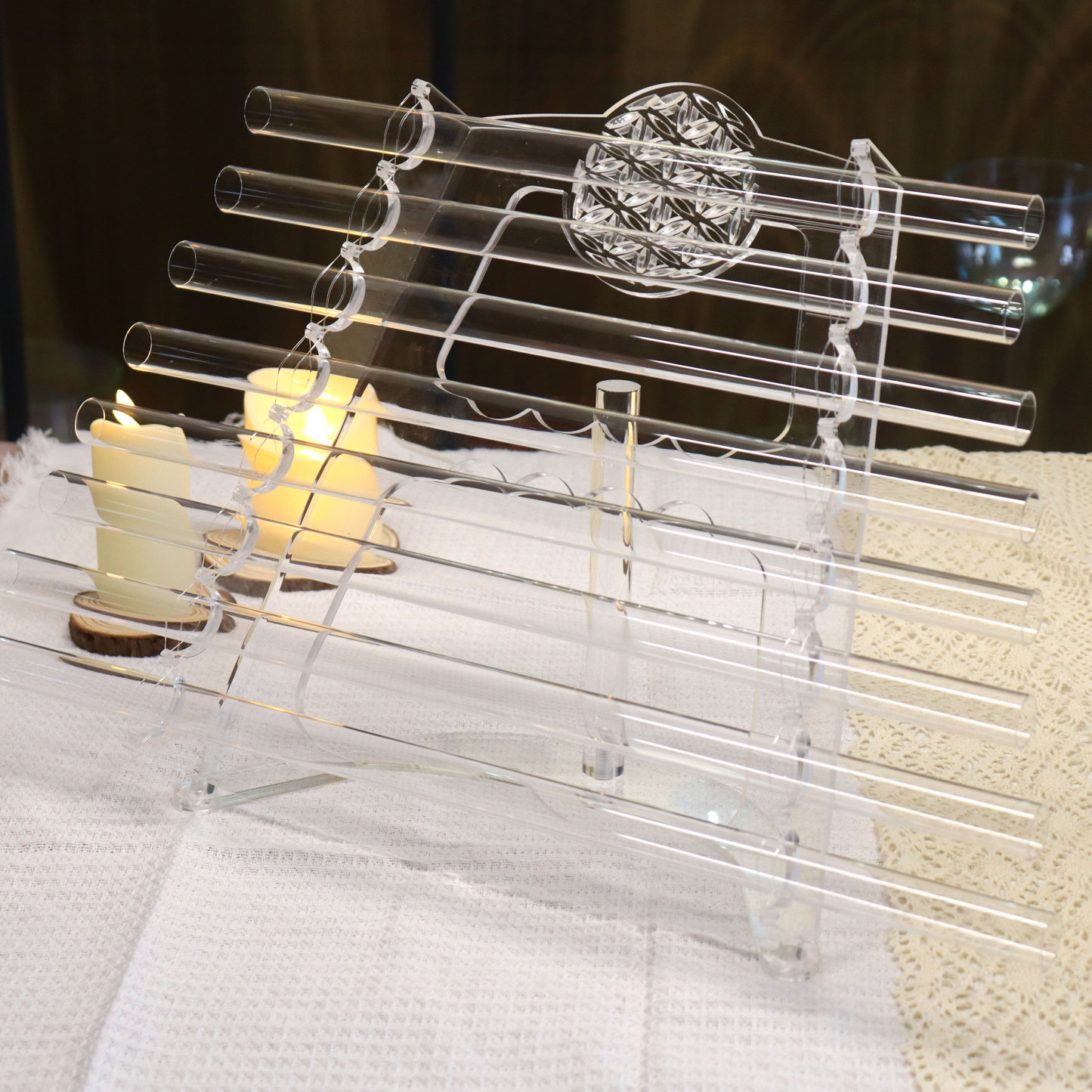 Clear Crystal Harp - Flower of Life