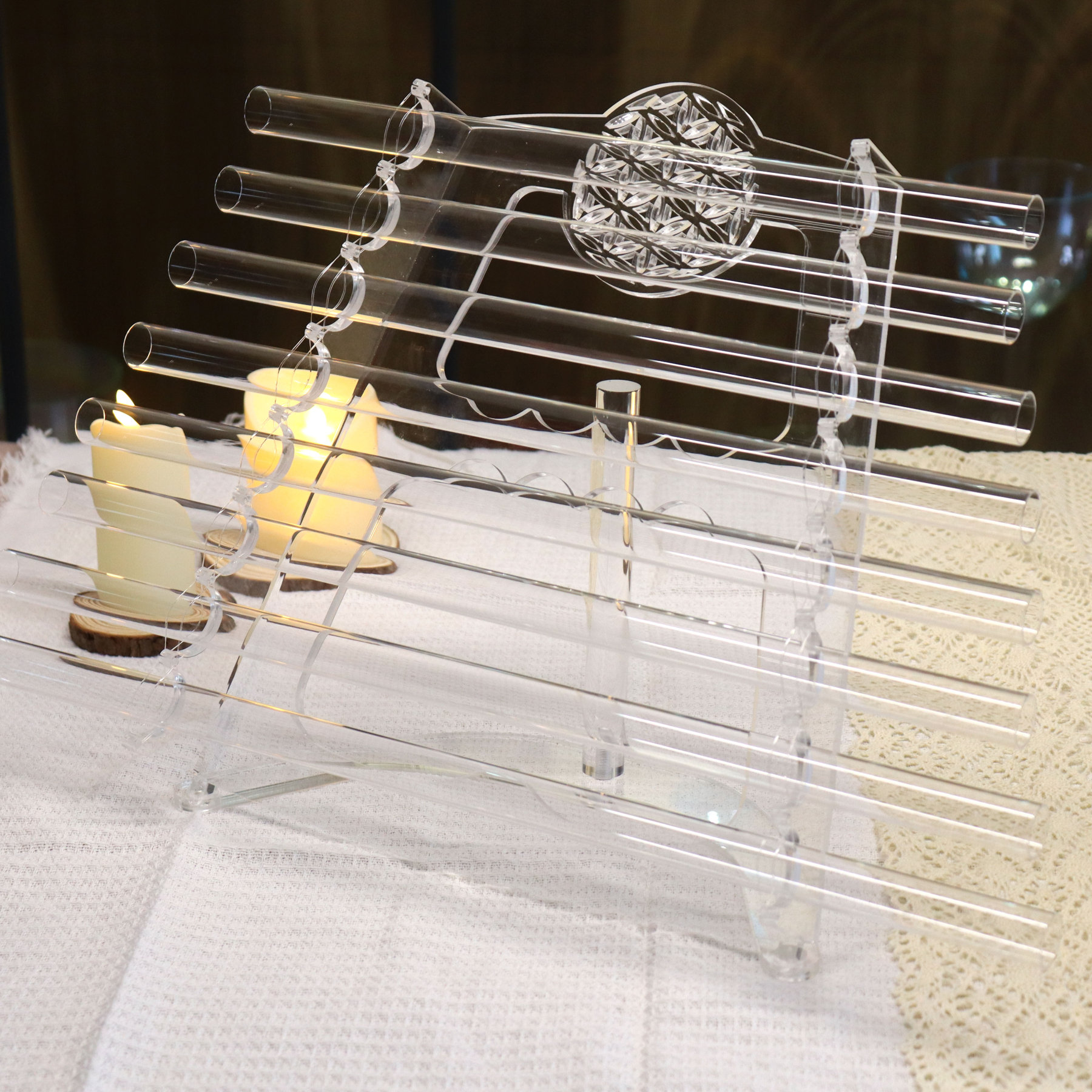 Clear Crystal Harp - Flower of Life