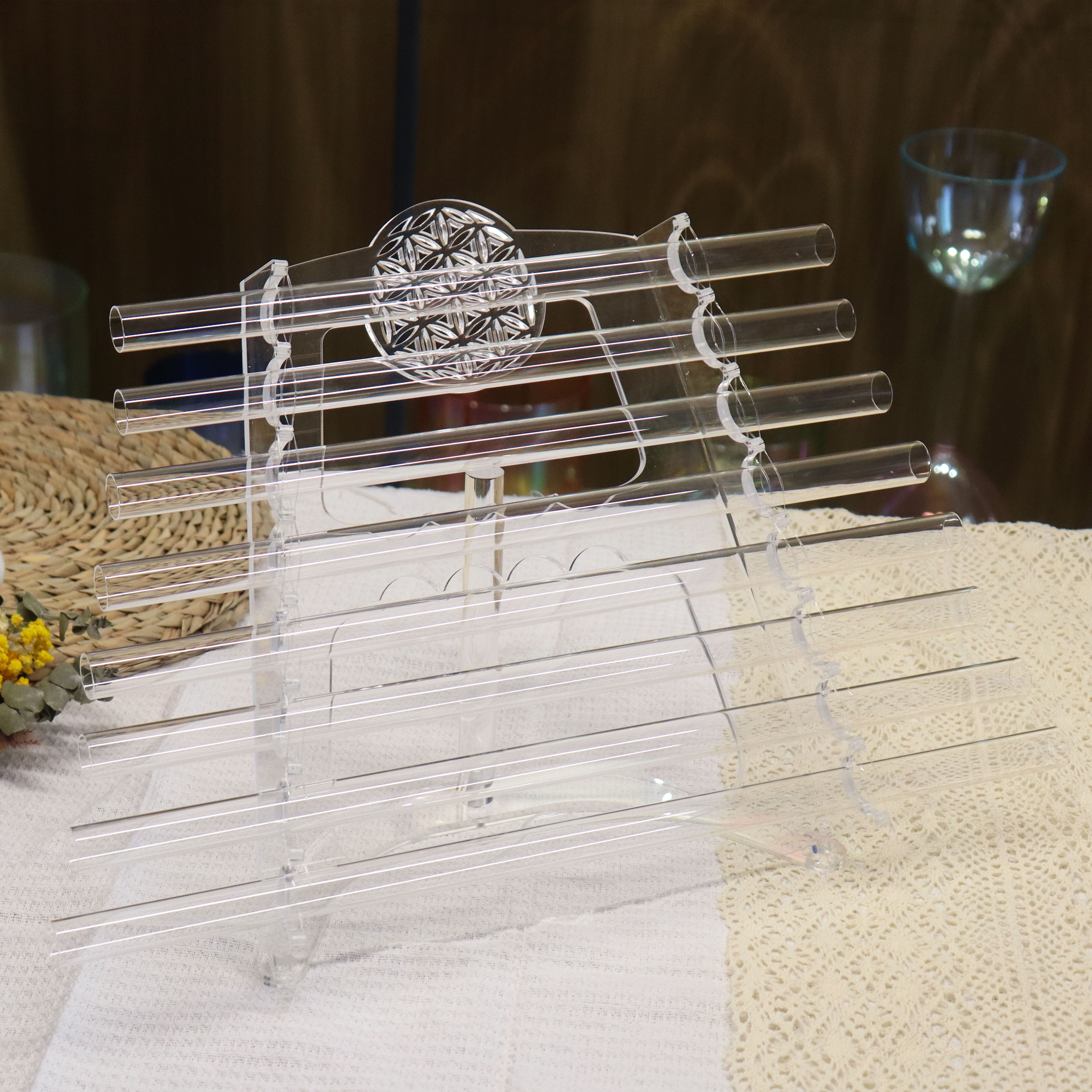 Clear Crystal Harp - Flower of Life