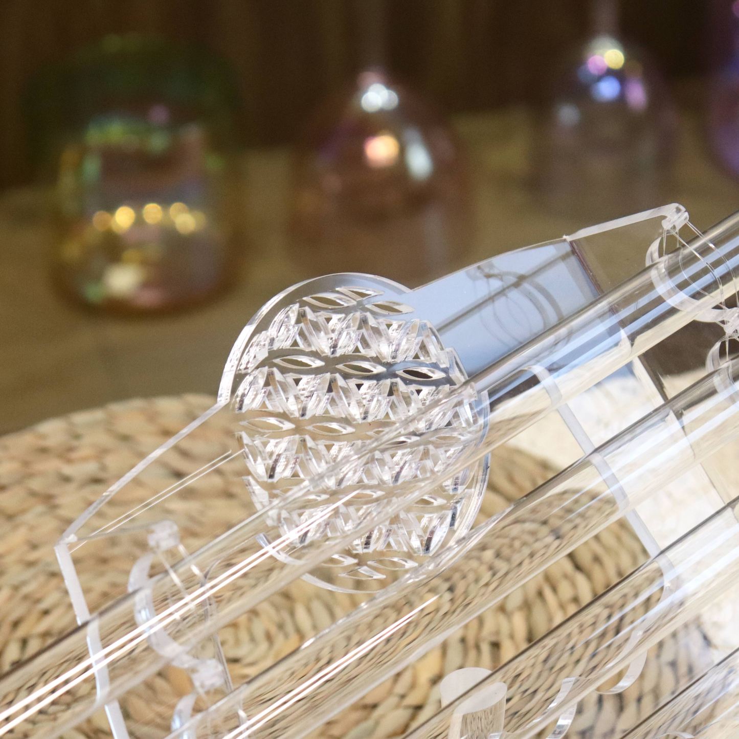 Clear Crystal Harp - Flower of Life