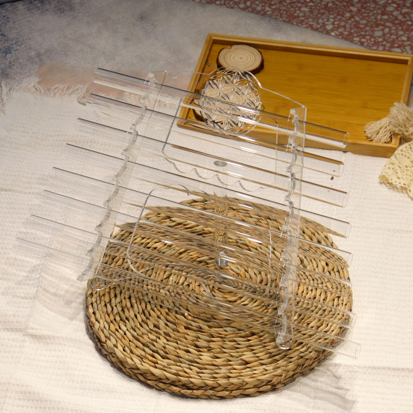 Clear Crystal Harp - Flower of Life