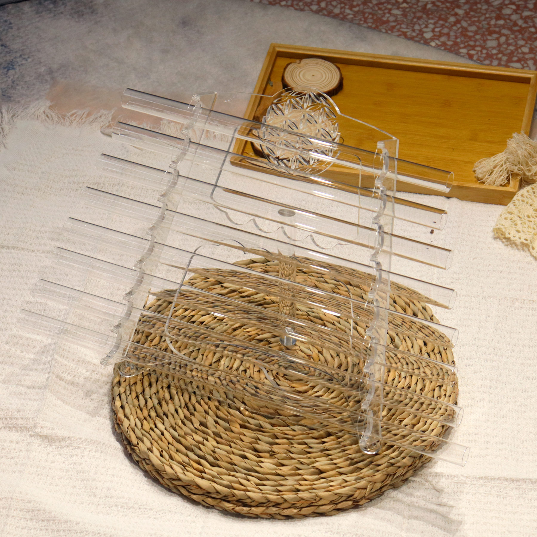 Clear Crystal Harp - Flower of Life