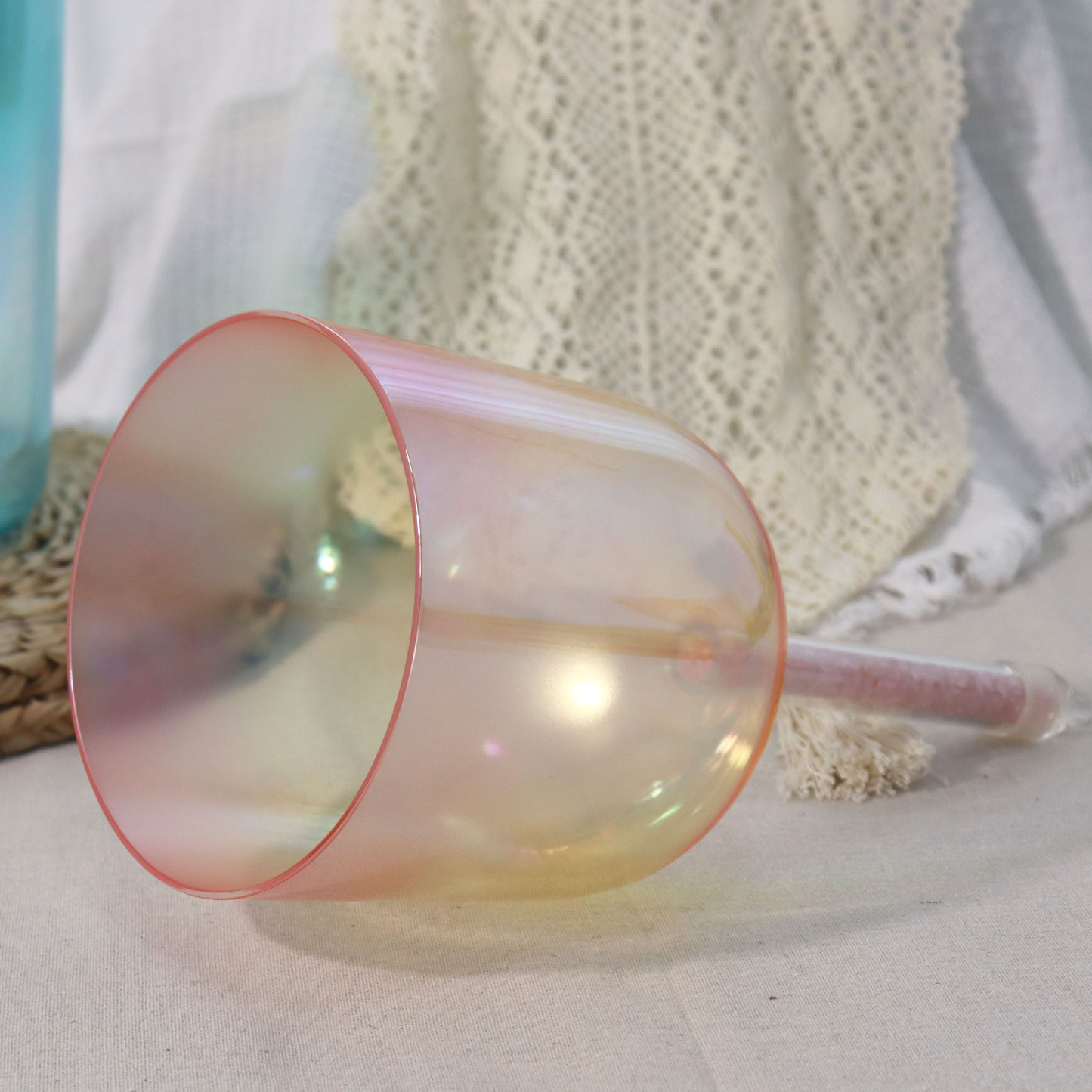Handheld Crystal Singing Bowl with Polished Jade Handle – Practitioner Series