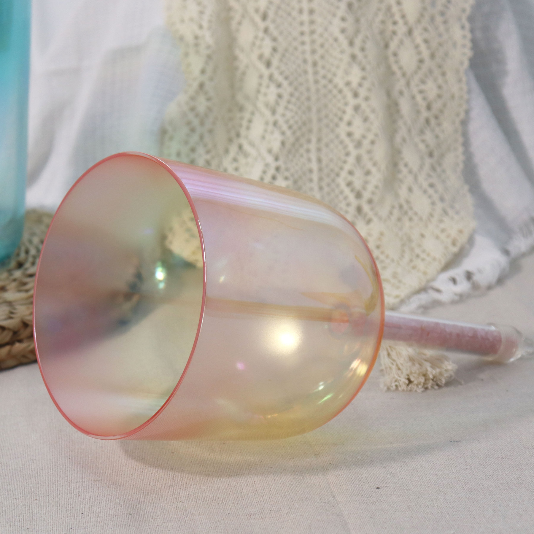 Handheld Crystal Singing Bowl with Polished Jade Handle – Practitioner Series