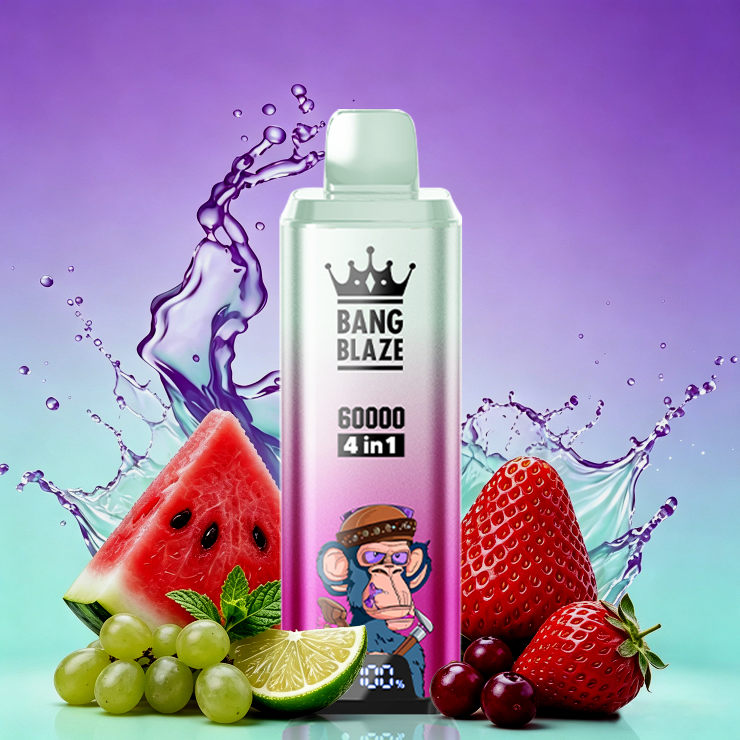 BANG BOX 60000 Puffs 4 in1 Flavor Disposable Vape - Strawberry Watermelon  &  Black Ice & Thirteenmelon & Cranberry Grape