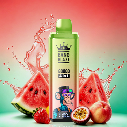 BANG BOX 60000 Puffs 4 in1 Flavor Disposable Vape - Strawberry Watermelon  &  Kiwi Passion Fruit Guava  &  Mango Ice  & Watermelon Sour Peach