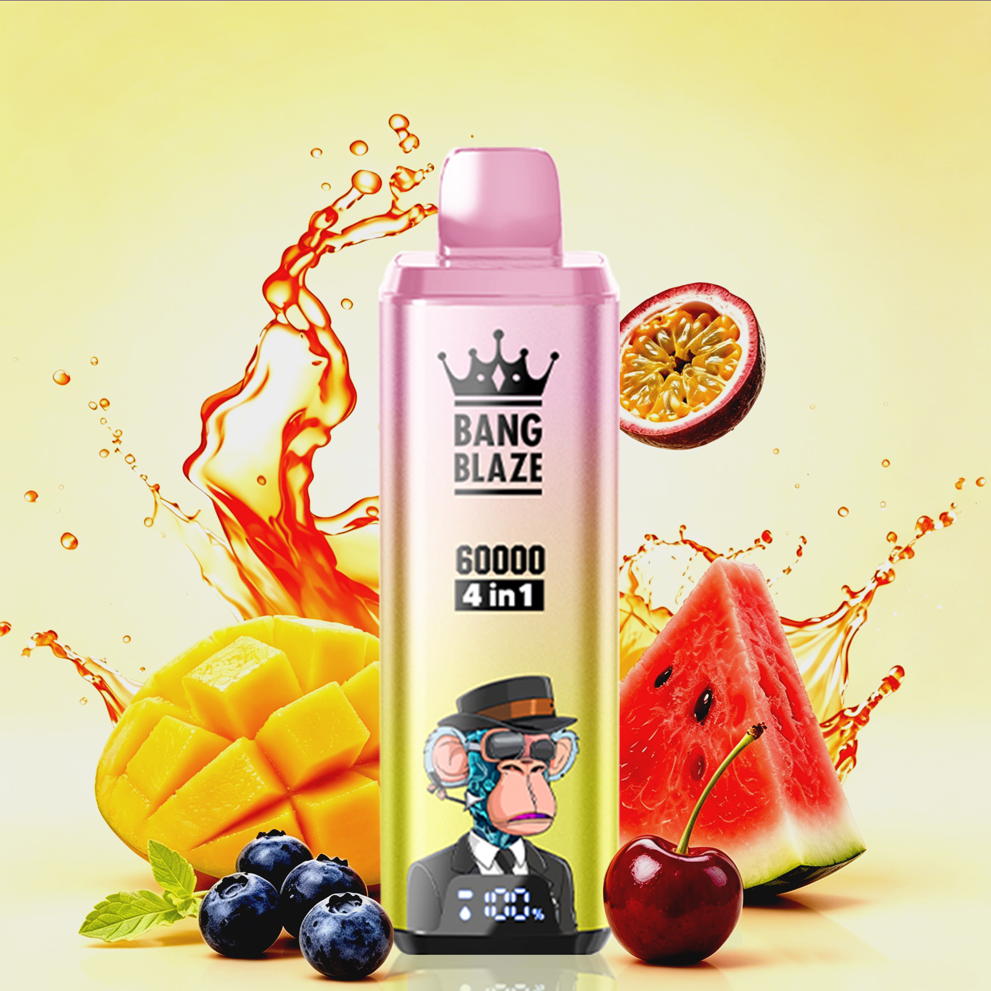 BANG BOX 60000 Puffs 4 in1 Flavor Disposable Vape - Blueberry Raspberry  &  Mixed Berries  & California Cherry  & Passion Fruit Mango