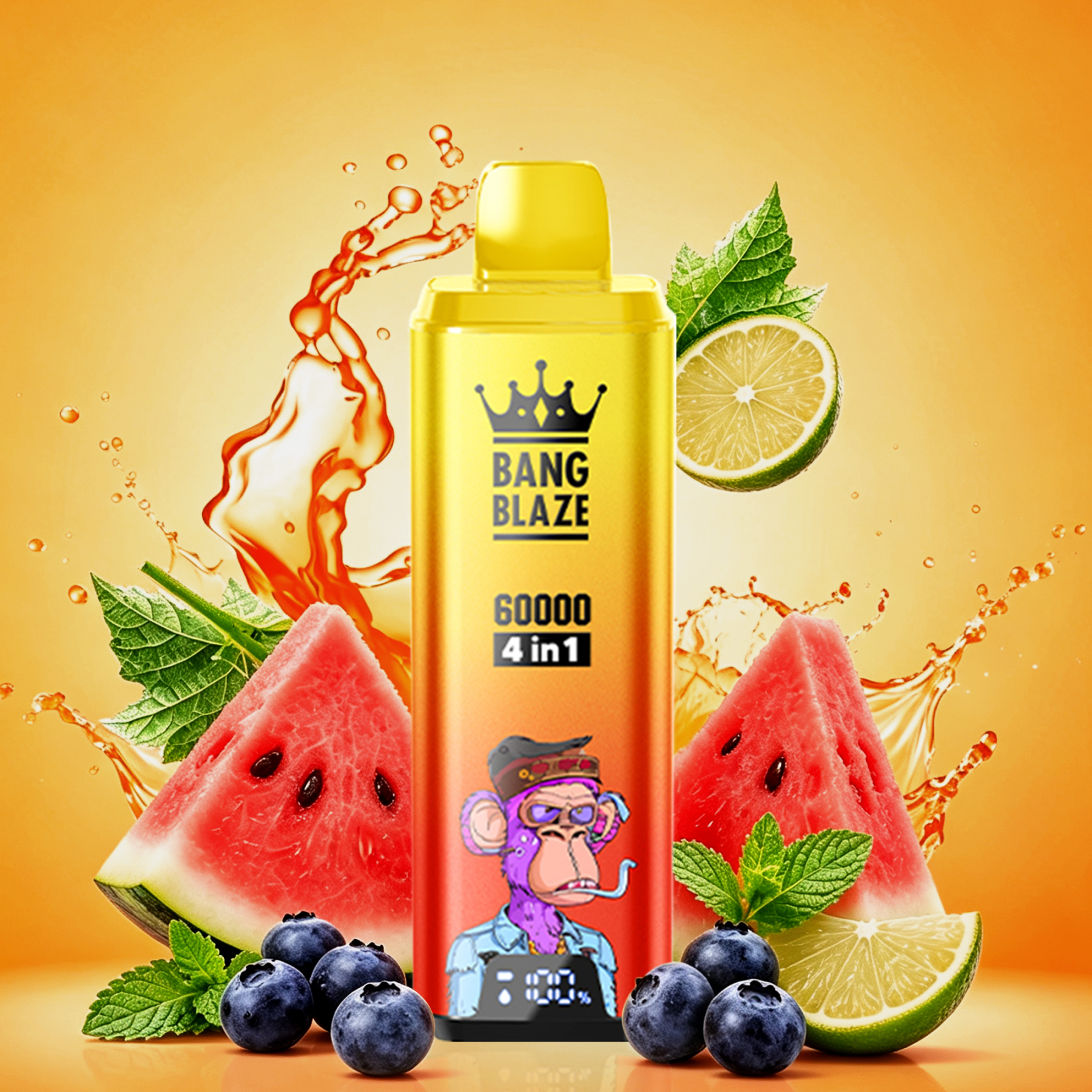 BANG BOX 60000 Puffs 4 in1 Flavor Disposable Vape - Watermelon Ice & Blueberry Mint & fuII Ice & Lime Romance