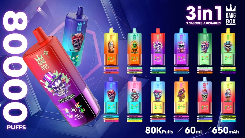 BANG BOX 80000 Puffs 3 az 1-ben Ízesített Eldobható Vape - Citrom-lime+Mangó-őszibarack-görögdinnye+Áfonyás jég
