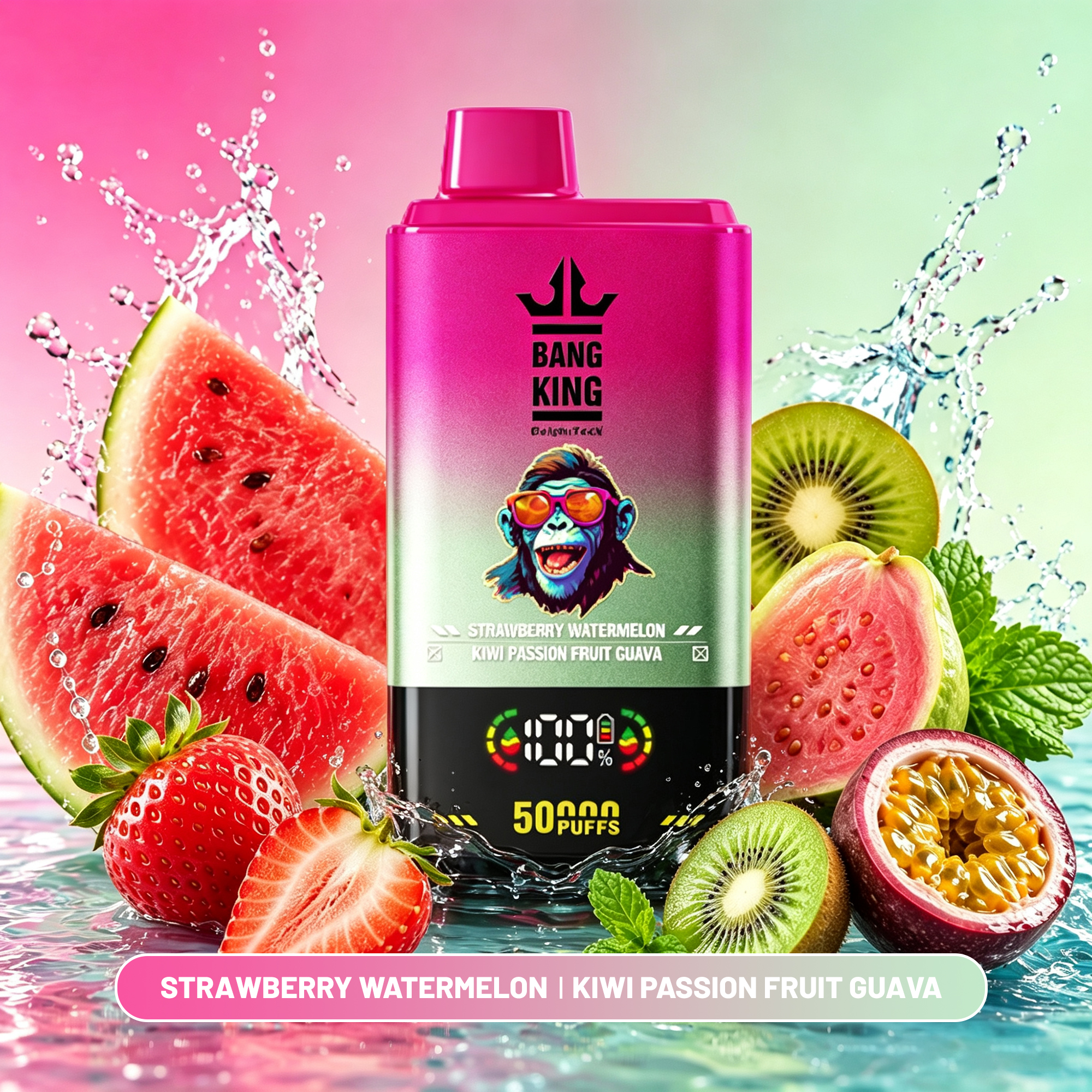 BANG BOX 50000 Puffs Disposable Vape - Strawberry Watermelon & Kiwi Passion Fruit Guava