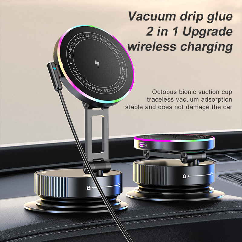 EXEEK-K13 Qi2 15W Vacuum Suction Wireless Car Charger（Compatible with MagSafe）