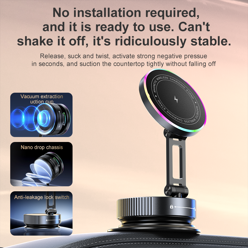 EXEEK-K13 Qi2 15W Vacuum Suction Wireless Car Charger（Compatible with MagSafe）