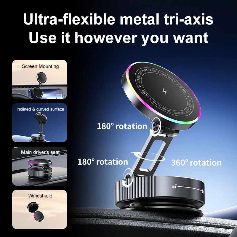 EXEEK-K13 Qi2 15W Vacuum Suction Wireless Car Charger（Compatible with MagSafe）