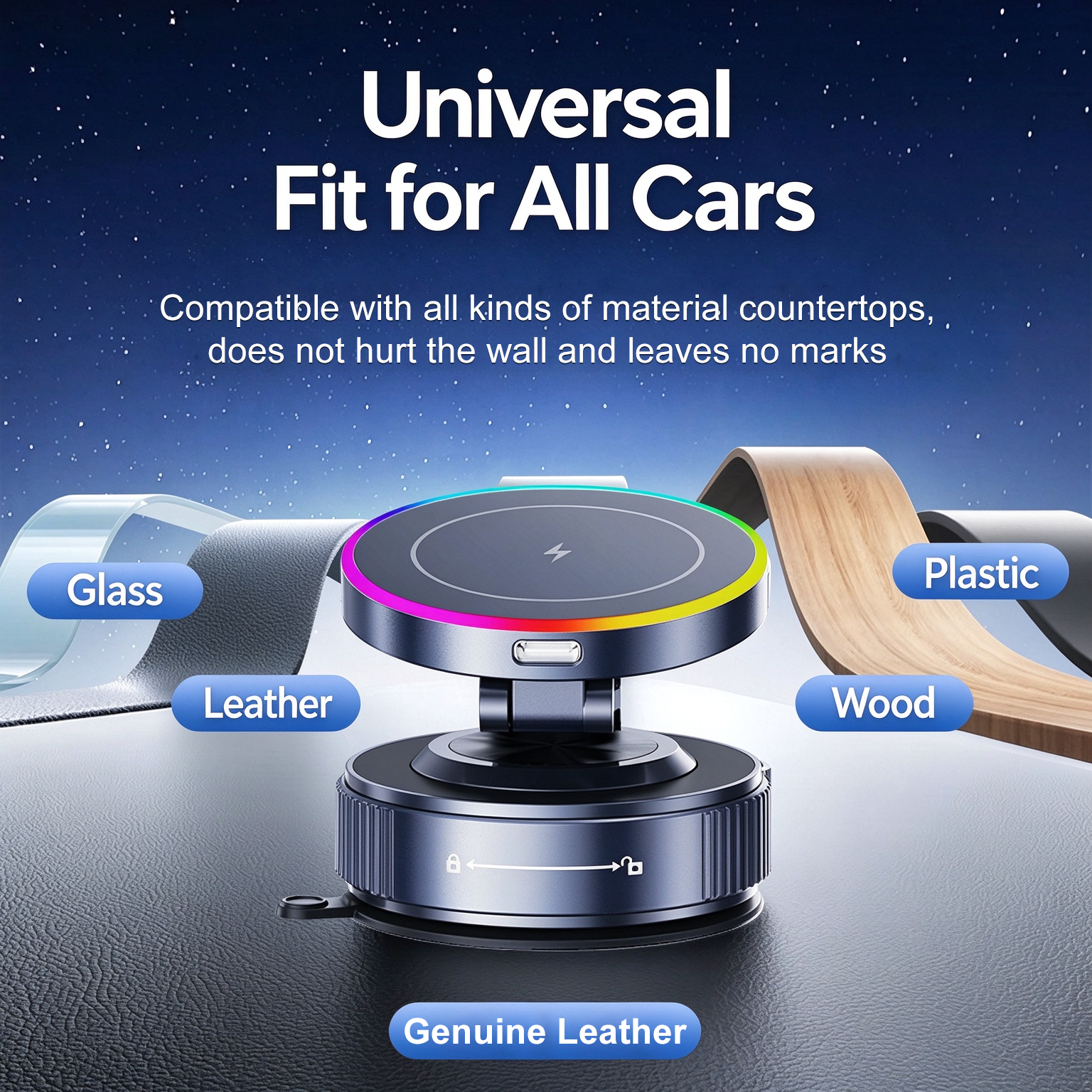 EXEEK-K5S Qi2 15W Vacuum Suction Wireless Car Charger（Compatible with MagSafe）
