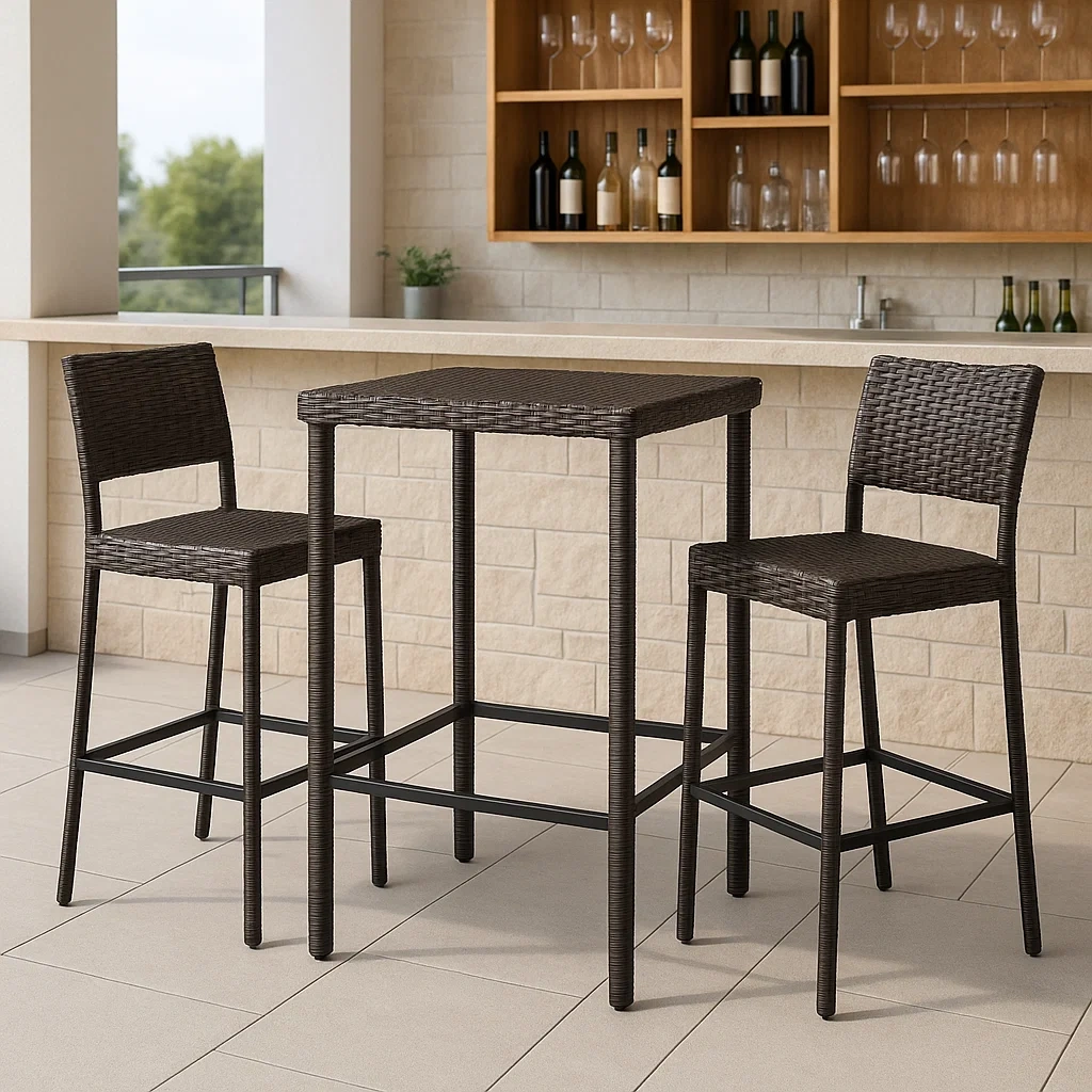 Mobilier d'extérieur et de terrasse,Ensemble de chaises de bar de jardin - Livingroomfurn