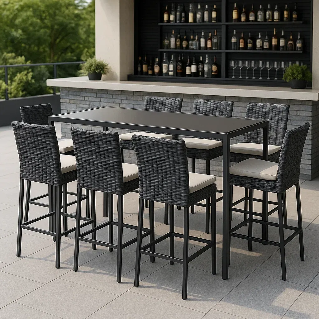 Mobilier d'extérieur et de terrasse,Ensemble de chaises de bar de jardin - Livingroomfurn
