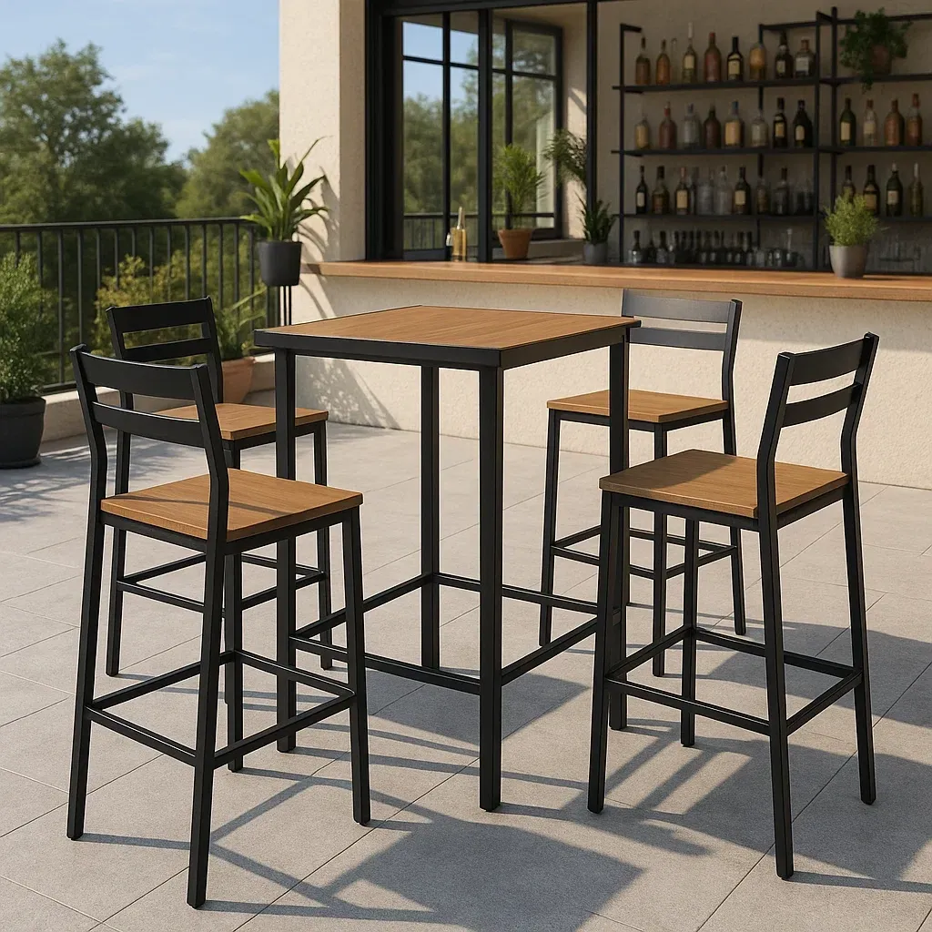 Mobilier d'extérieur et de terrasse,Ensemble de chaises de bar de jardin - Livingroomfurn