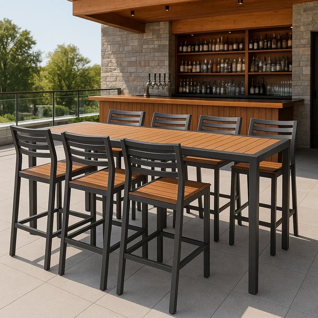 Mobilier d'extérieur et de terrasse,Ensemble de chaises de bar de jardin - Livingroomfurn