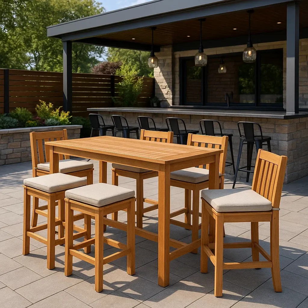 Mobilier d'extérieur et de terrasse,Ensemble de chaises de bar de jardin - Livingroomfurn