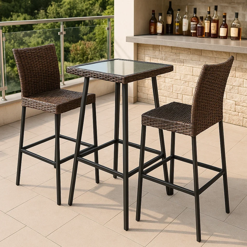 Mobilier d'extérieur et de terrasse,Ensemble de chaises de bar de jardin - Livingroomfurn