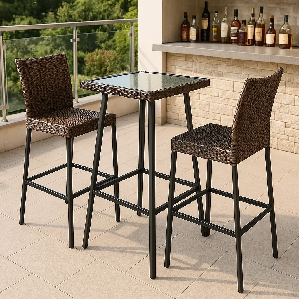 Mobilier d'extérieur et de terrasse,Ensemble de chaises de bar de jardin - Livingroomfurn