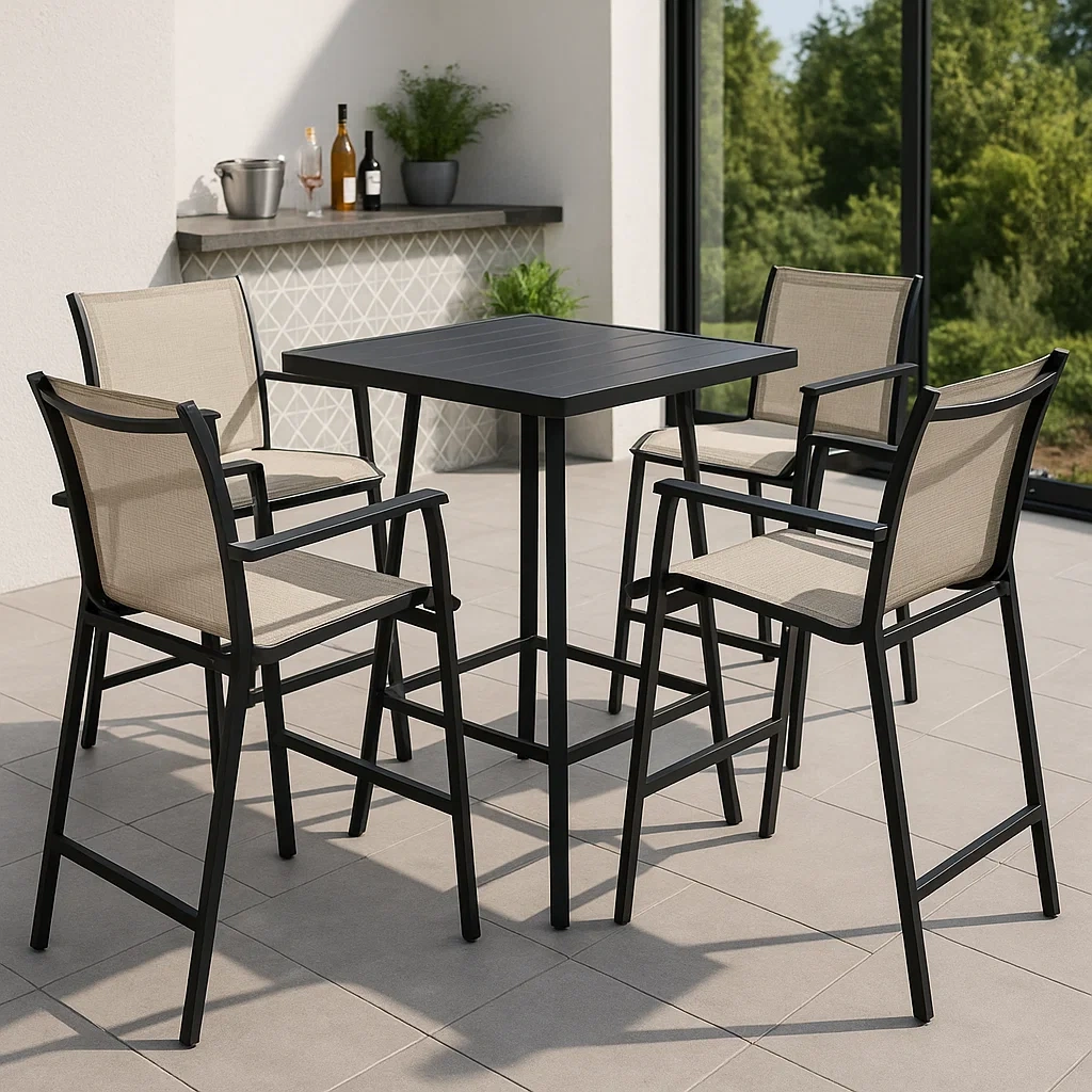Mobilier d'extérieur et de terrasse,Ensemble de chaises de bar de jardin - Livingroomfurn