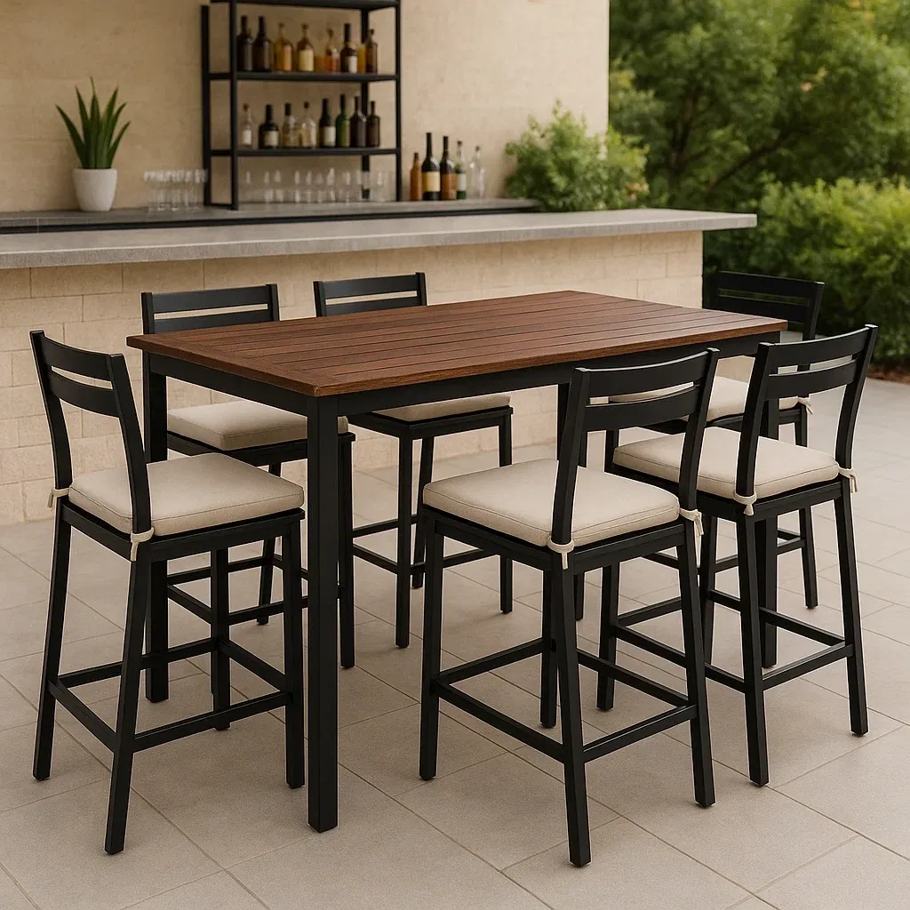 Mobilier d'extérieur et de terrasse,Ensemble de chaises de bar de jardin - Livingroomfurn